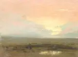 Giuseppe Cadenasso, Sunset on the Marsh, pastel on board