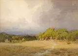 Sydney J. Yard, Sunlit Path beneath the Clearing Storm, watercolor on paper on board
