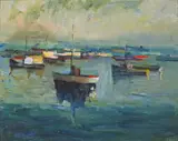 August François Gay, Untitled (Boats in Bay)