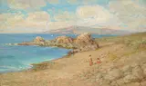 William Lees Judson, Sailboats off a Coast (believed to be Monterey Bay)
