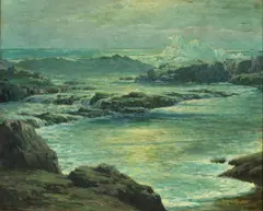 Perry M. McNeely, Crashing Waves and Coastal Inlet, 1924, oil on canvas