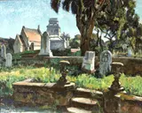 Francis A. Todhunter, Afternoon View of a Sunlit Cemetery, oil on canvas