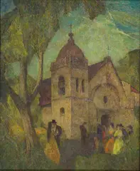 Carmel Mission by Francis A. Todhunter, oil on canvas, sold Dec 2006
