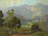 Elmer Wachtel, Homes beneath the Hills, oil on canvas