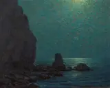 Granville Redmond, Catalina Island Coast under a Moonlit Sky