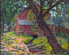The Red Barn by John W. Bentley, oil on canvas, offered Dec 2006