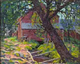John W. Bentley, The Red Barn, oil on canvas