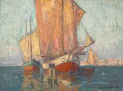 Golden Sails by Edgar Alwin Payne, oil on canvas, sold Dec 2006