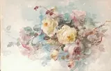 Franz Bischoff, Still Life with White Flowers and Cut Roses; A Cluster of Pink and Yellow Roses (a pair)