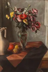 Henry Lee McFee, Still Life with Floral Bouquet and Lemons, oil on canvas