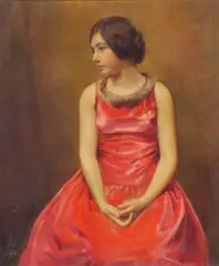 Géza Kende, The Red Dress, oil on canvas