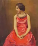 Géza Kende, The Red Dress, oil on canvas