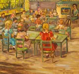 Sara Kolb Danner, The Classroom, oil on canvas
