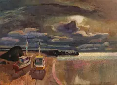 Storm over Bodega Bay by Millard Sheets, 1983, watercolor on paper, sold Dec 2006