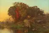 Joseph Morviller, Beside a Pond, oil on canvas