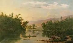 Frederick DeBourg Richards, Scene on the Juanita River, Pennsylvania, oil on canvas