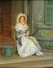 Portrait of a Mrs. Fanny Wells by Edward Lamson Henry, oil on card, offered Nov 2006