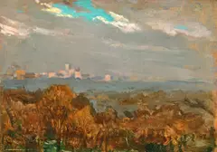 James Carroll Beckwith, Central Park from My Window, After a Rain, oil on panel
