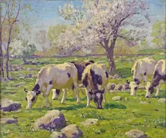 Edward Charles Volkert, Cows in a Pasture, oil on canvas
