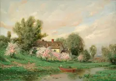 Gustave Adolf Wiegand, Cherry Trees, oil on canvas