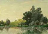 Gustave Adolf Wiegand, Along the Stream, France, oil on canvas