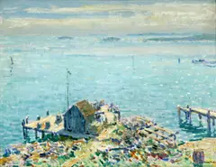 Will Howe Foote, Harbor on the Connecticut Coast, oil on cardboard