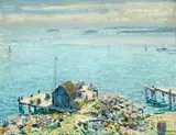 Will Howe Foote, Harbor on the Connecticut Coast, oil on cardboard