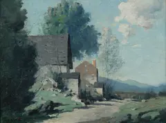 George M. Bruestle, Old New England Farm, oil on masonite