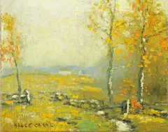 Autumn Landscape by Bruce Crane, oil on painter's board, sold Nov 2006