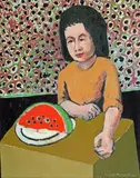 Benny Andrews, Child with a Watermelon, oil on masonite