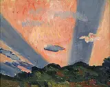 Bernard Badura, Sunrise, oil on board
