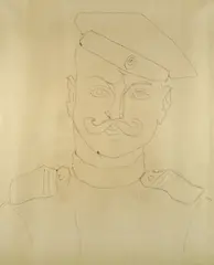 Study for Solider, Paul Regiment by John Graham, pen and ink on canvas, offered Nov 2006
