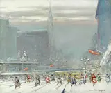 Johann Berthelsen, View of Grand Central Station from 42nd Street in the Snow, oil on canvas