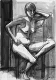 James Weeks, (American 1922-1998), charcoal and wash on paper