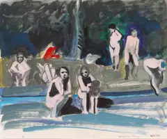 Theophilus Brown, (American b.1919), pencil and acrylic on paper