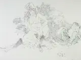 John Altoon, (American 1925-1969), ink and spray pigment on board