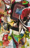 Roy Dowell, (American b.1951), acrylic and collage on panel