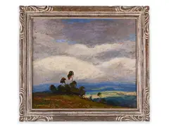 Gustav Macoun, A View on the Hill, Second half of 20th century, Oil on cardboard