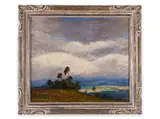 Gustav Macoun, A View on the Hill, Second half of 20th century, Oil on cardboard