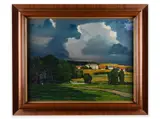 Adolf Alex Zahel, Landscape Under a Cloudy Sky, First half of 20th century, Oil on canvas
