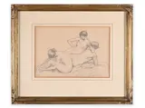 Hugo Boettinger, Three Girls, 1926, Pencil, cardboard