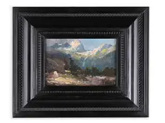 C. Schwalb, Mountain Landscape, First half of 20th century, Oil on wood