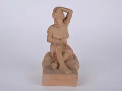 Antonín Odehnal, Seated Girl, Patinated plaster