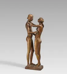 Gerhard Marcks, Kleines Liebespaar, unbekleidet, 1973 (Entwurf), Bronze, rotbraun patiniert