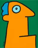 Thierry Noir, "Le soleil ou moi? Qui est le plus fort? On veras bien demain soir!", 2017, Acryl auf Leinwand