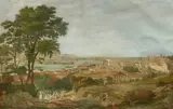Francesco Zerilli, Blick auf den Hafen und die Stadt Messina, Gouache auf Papier