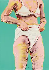 Cornelius Völker, Ohne Titel (Feinripp), 1998, Öl auf Leinwand
