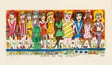 James Rizzi, Girls on the street, 1990, 3D-Farbserigrafie auf leichtem Karton