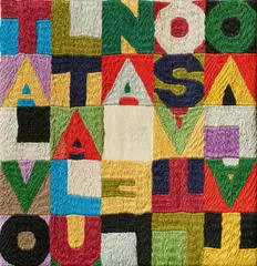 "Talvolta sole talvolta luna" by Alighiero Boetti, 1980, Stickerei auf Stoff, sold Dec 2025