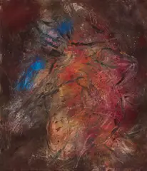 Charlotte Buff, "Bändigen wollen", 1986, Mischtechnik auf Leinwand